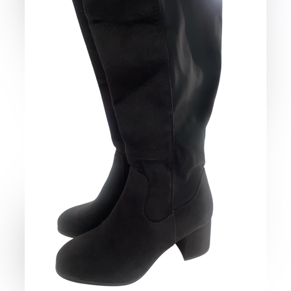 Black Knee high faux suede boots, size 7 - Picture 7 of 11